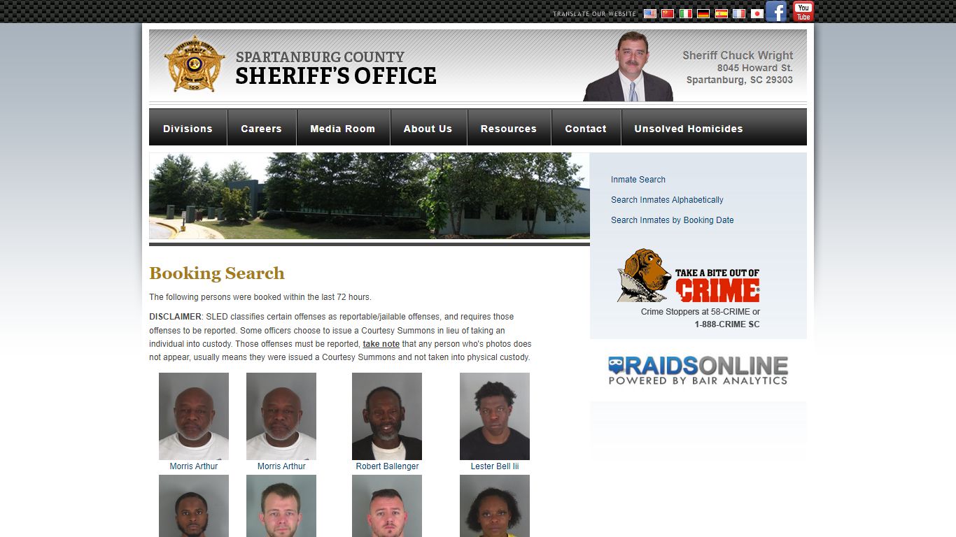 Booking Search : Spartanburg Sheriff